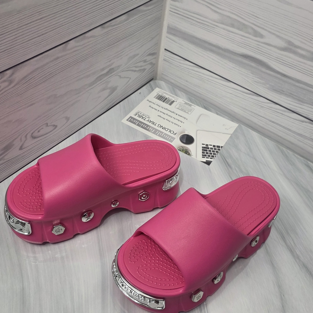 Pink Platform Slide Sandals